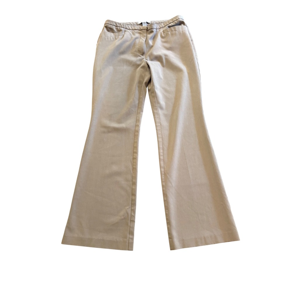Chicos Womens Size 0 Small Short Taupe Tan Flare Leg Career Trousers Dress Pants